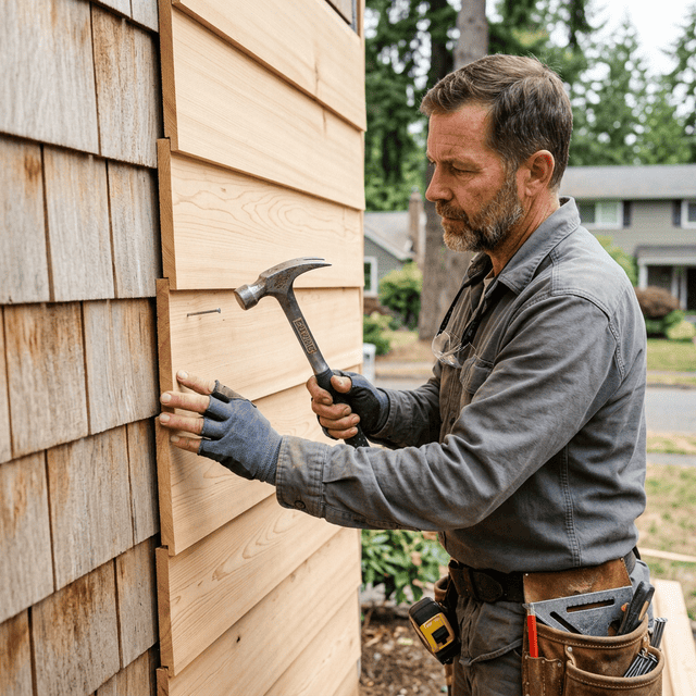 Cedar siding repair — rotted board replacement Naperville IL